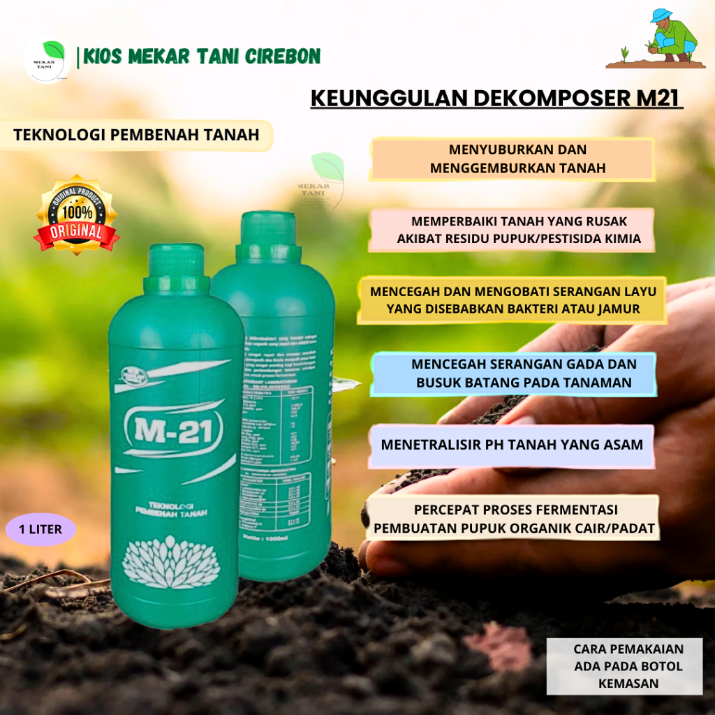 DEKOMPOSER M21 1 LITER/MENGGEBURKAN TANAH/PERBAIKI UNSUR HARA TANAH