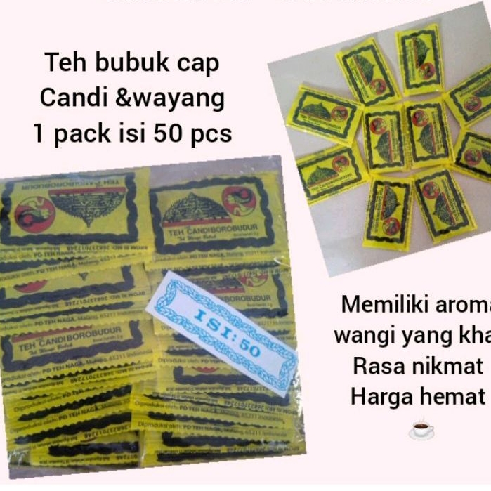 

TEH BUBUK CAP CANDI BOROBUDUR & WAYANG 1 PACK ISI 50 PCS