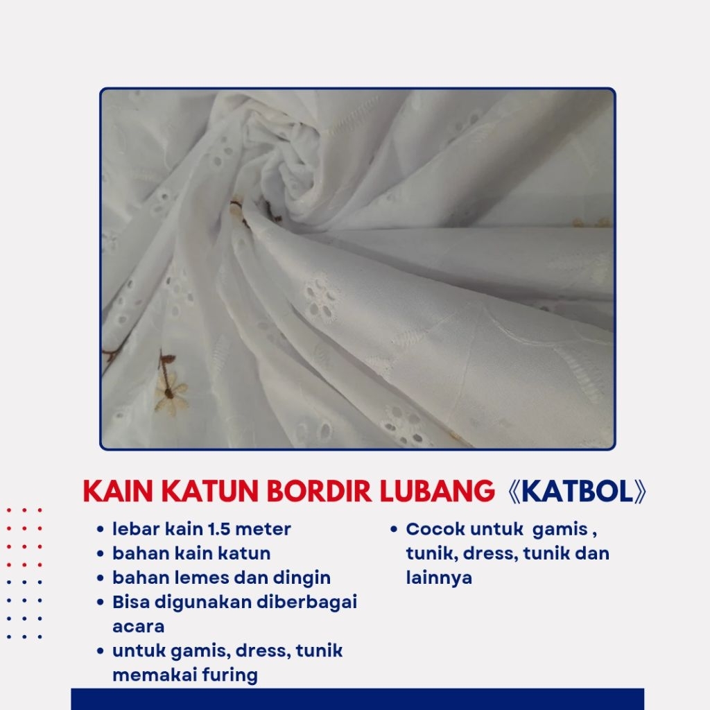 KAIN KATUN BORDIR LUBANG [ KATBOL ]《HARGA PER 0,50 METER》