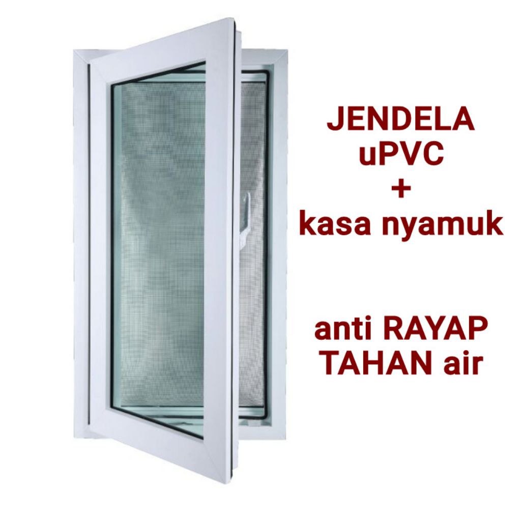 Jendela Swing UPVC Kasa Nyamuk Jendela Anti Rayap Anti Air Pintu Centrr