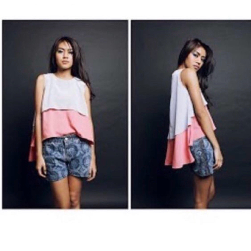Retail therapy two layer tank retail therapy drapery tank frill tank ruffle tank grey and pink tank 