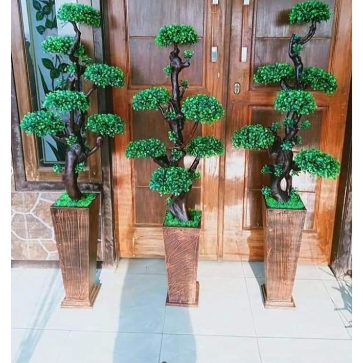 Ready HIASAN SUDUT RUANGAN DENGAN POT JUMBO UKIR  BUNGA HIAS ARTIFICIAL BONSAI BOLA  TANAMAN PAJANGA