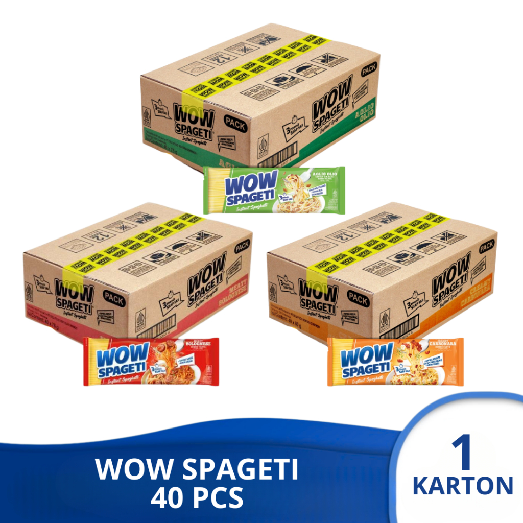 

(1 KARTON) WOW SPAGETI Pasta Instan Aglio Olio Bolognese Carbonara isi 40 pcs