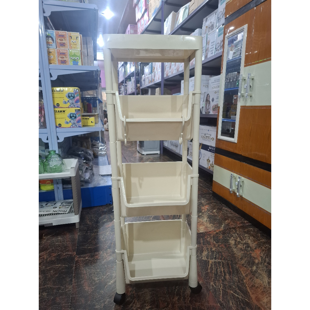 Bee Trolley NAPOLLY - Keranjang Laundry Basket Dapur Pakaian Baju 3 Susun | Toy Storage Rak Susun 4 