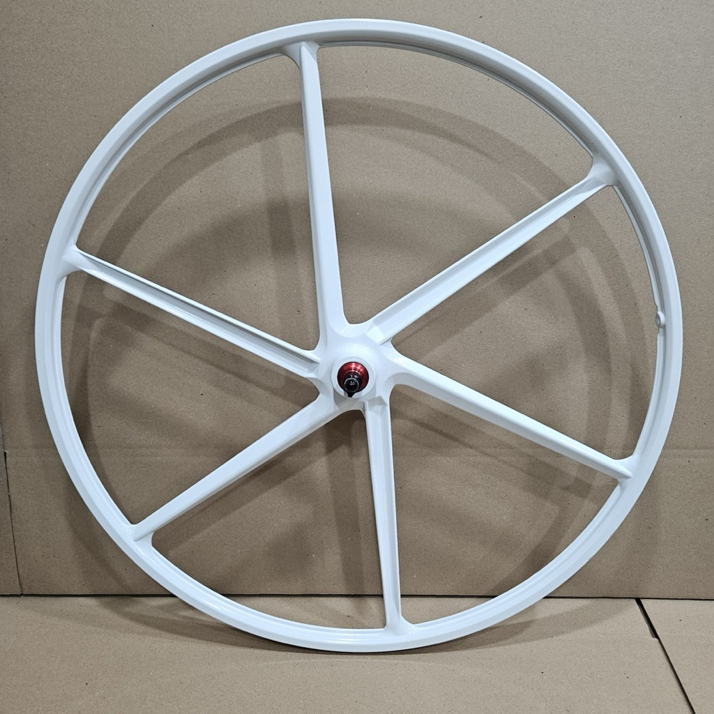 Wheelset Depan NAVIGATE 6 Spoke Bahan Alloy 700c Warna Putih Glossy