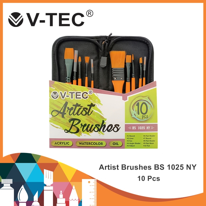 

V-Tec Artist Brushes BS 1025 NY / Kuas Lukis / Kuas V-Tec / Artist Brush / Kuas Set