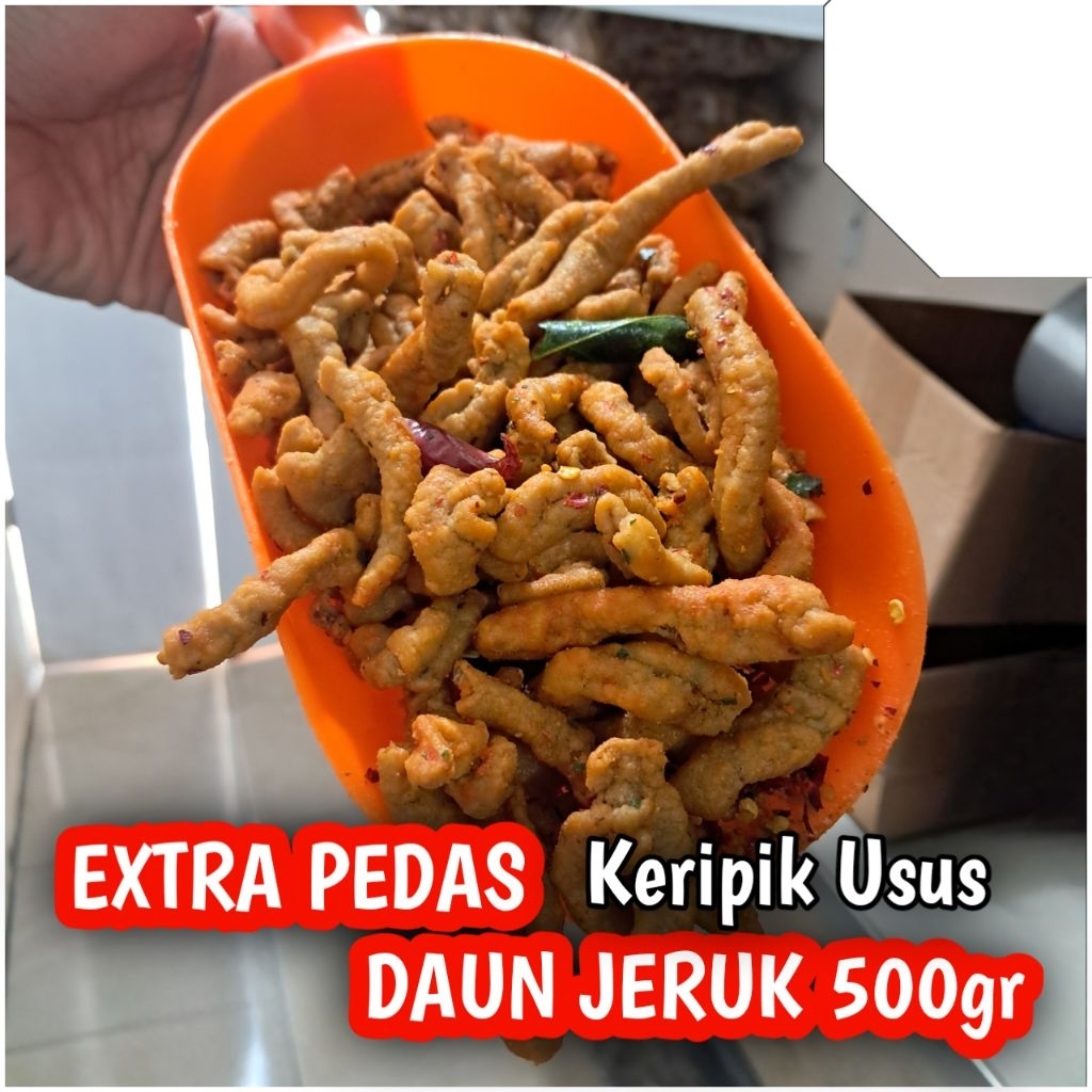 

EXTRA PEDAS keripik usus ayam premium pedas daun jeruk 1kg/usus crispy pedas daun jeruk 500gr