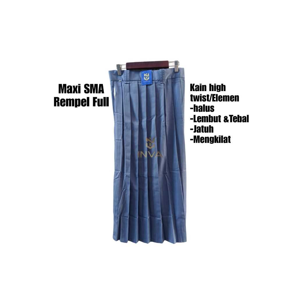 Rok Abu Abu rempel full Seragam sekolah SMA/SMU.kain High Twis