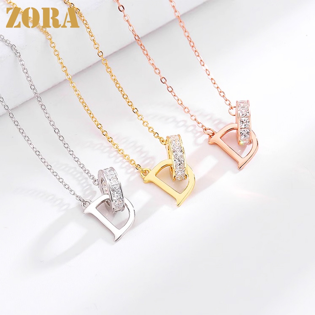 ZORA Aksesoris Fashion Jewelry Kalung Berlian Berlian Imitasi  Angka Romawi Huruf Rantai tipe O Wani
