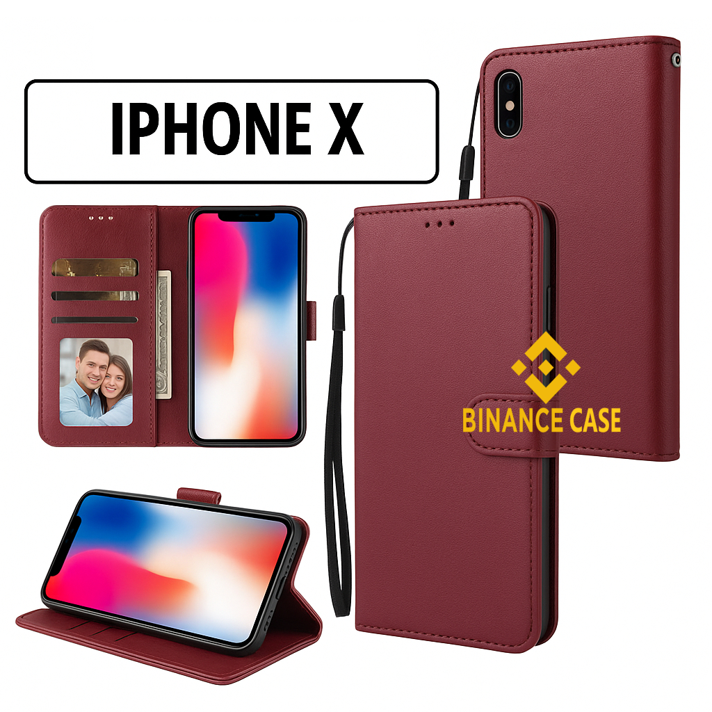 LEATHER FLIP CASE IPHONE X XS CASE KULIT FLIP WALLET LEATHER KULIT PREMIUM SARUNG BUKA TUTUP KESING 