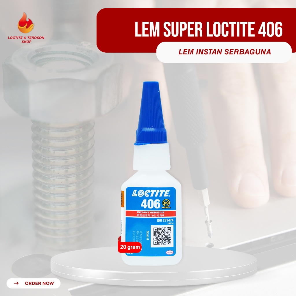 

LEM BENING TERKUAT LOCTITE 406 MEREKATKAN PLASTIK DAN KARET ELASTIS