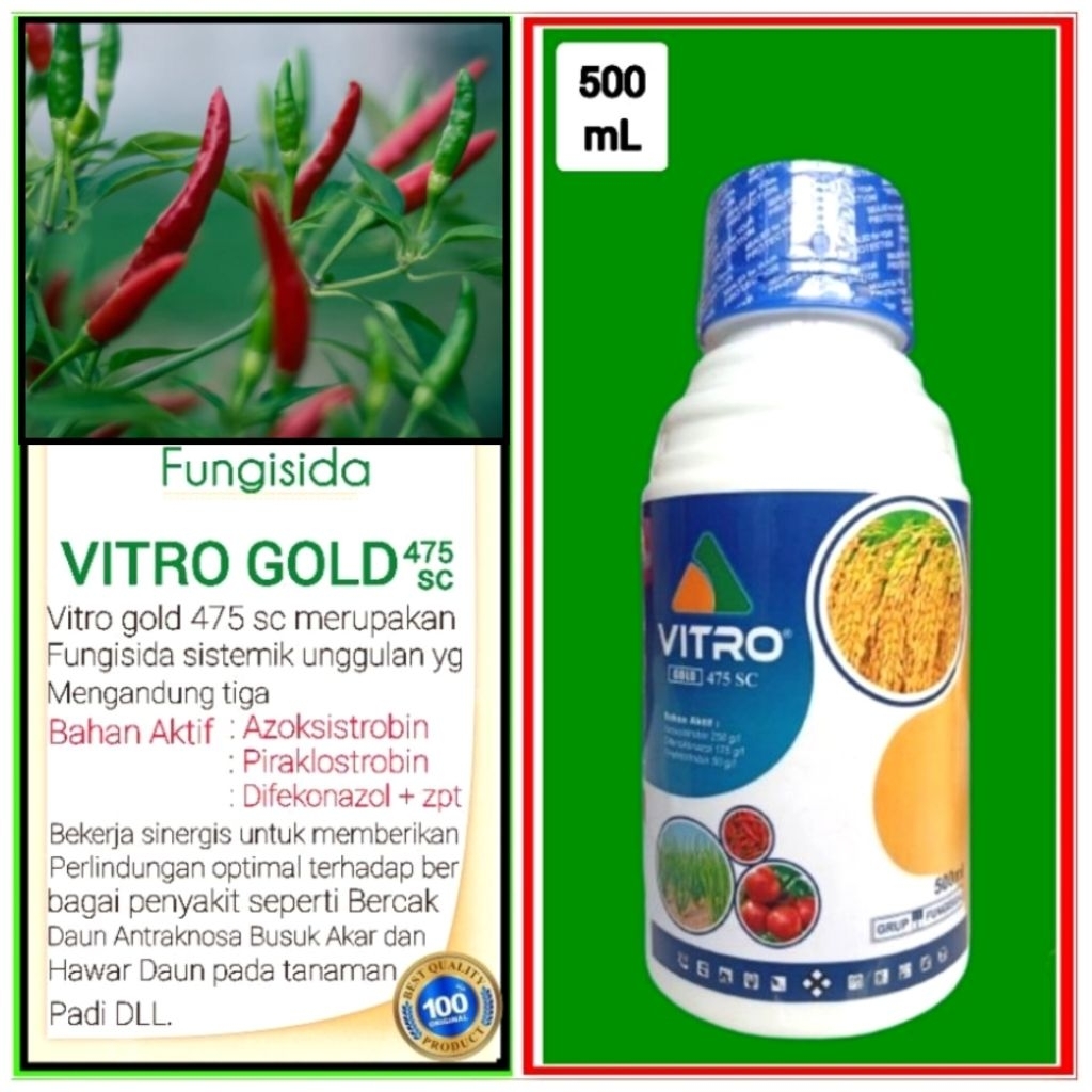 Vitro Gold 475 sc 500 mL Fungisida Anti Jamur Antraknosa Bercak Daun