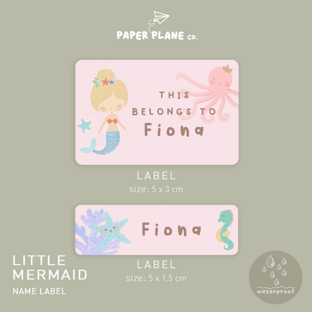

Sticker Label Nama Anak Tema "Little Mermaid" Tahan Air Anti Luntur