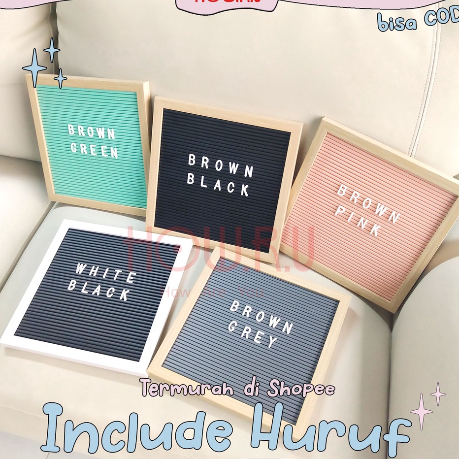 

COD HOWRU 25x25 cm Letter Board Persegi Sudah Include Huruf Papan Nama Bayi Papan Menu Dekorasi Rumah