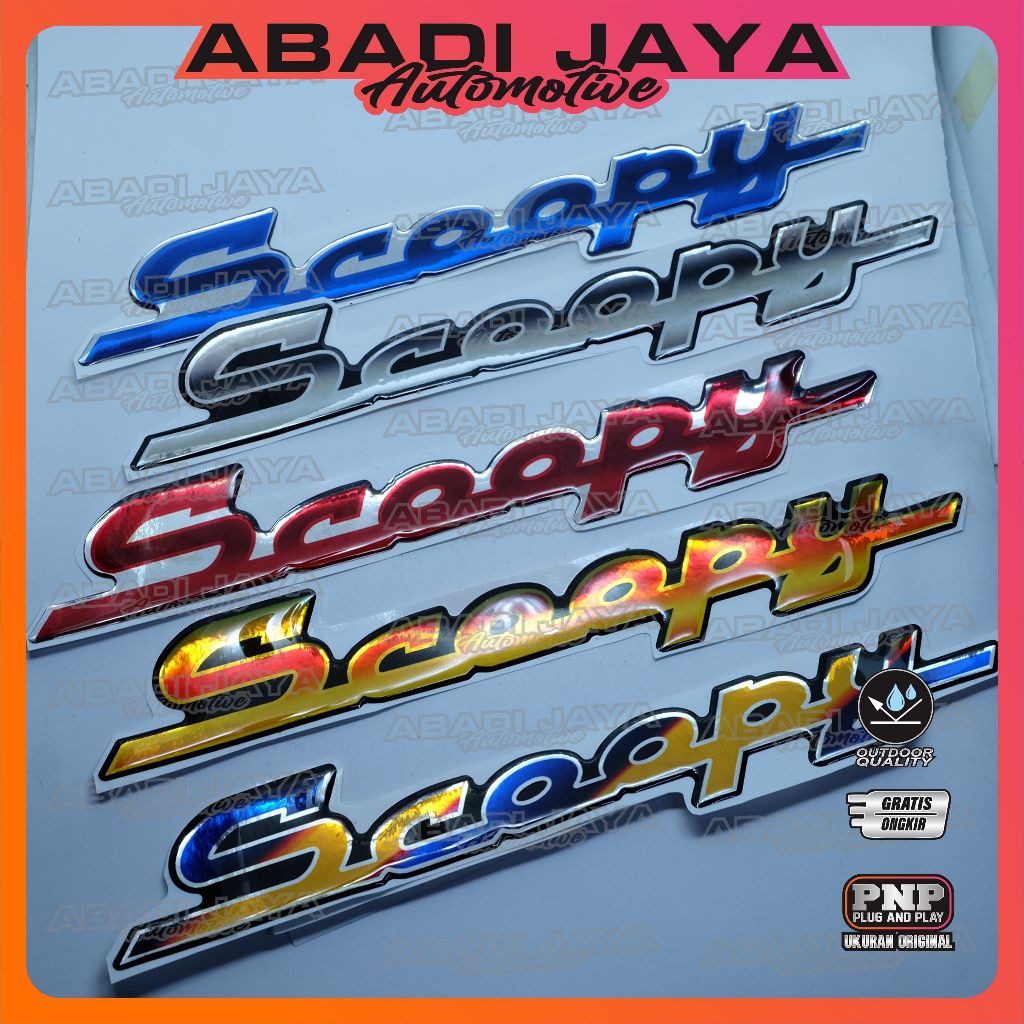 Emblem timbul honda scoopy latin / emblem scoopy fi / emblem scoopy titanium