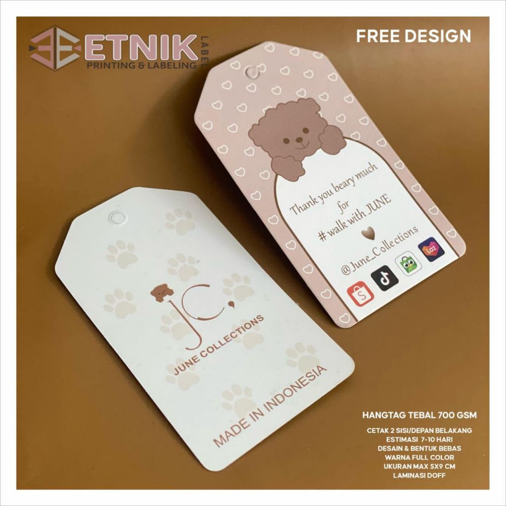 

Hangtag tipis/ hangtag label /hangtag ketebalan 310/260gsm