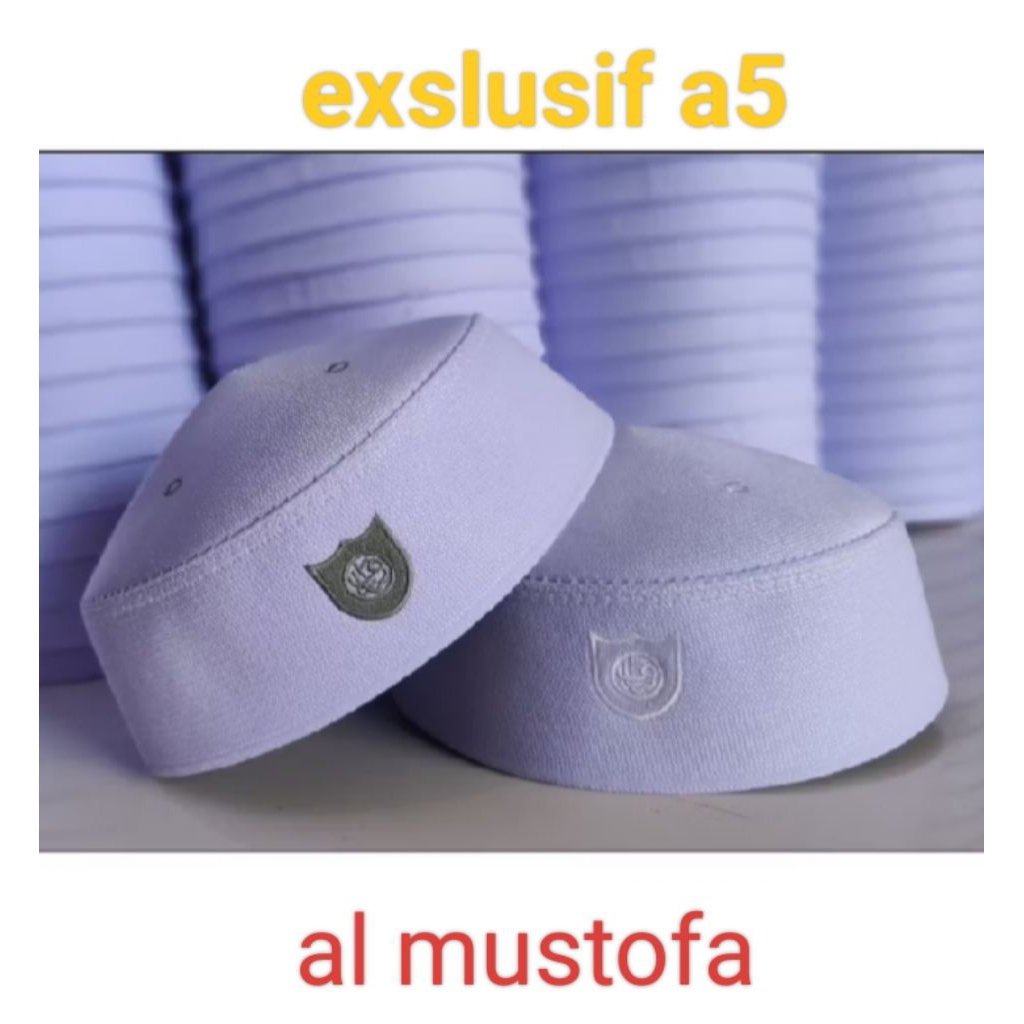 peci malaysia logo putih grade A super almustofa bahan bagus tidak kaku putih bersih tidak kebiruan