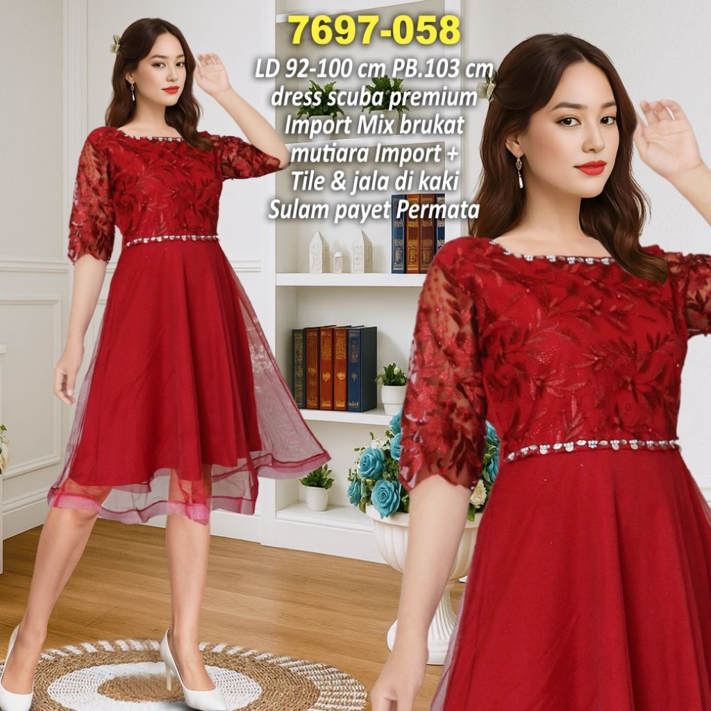 dress scuba premium import mix brukat mutiara