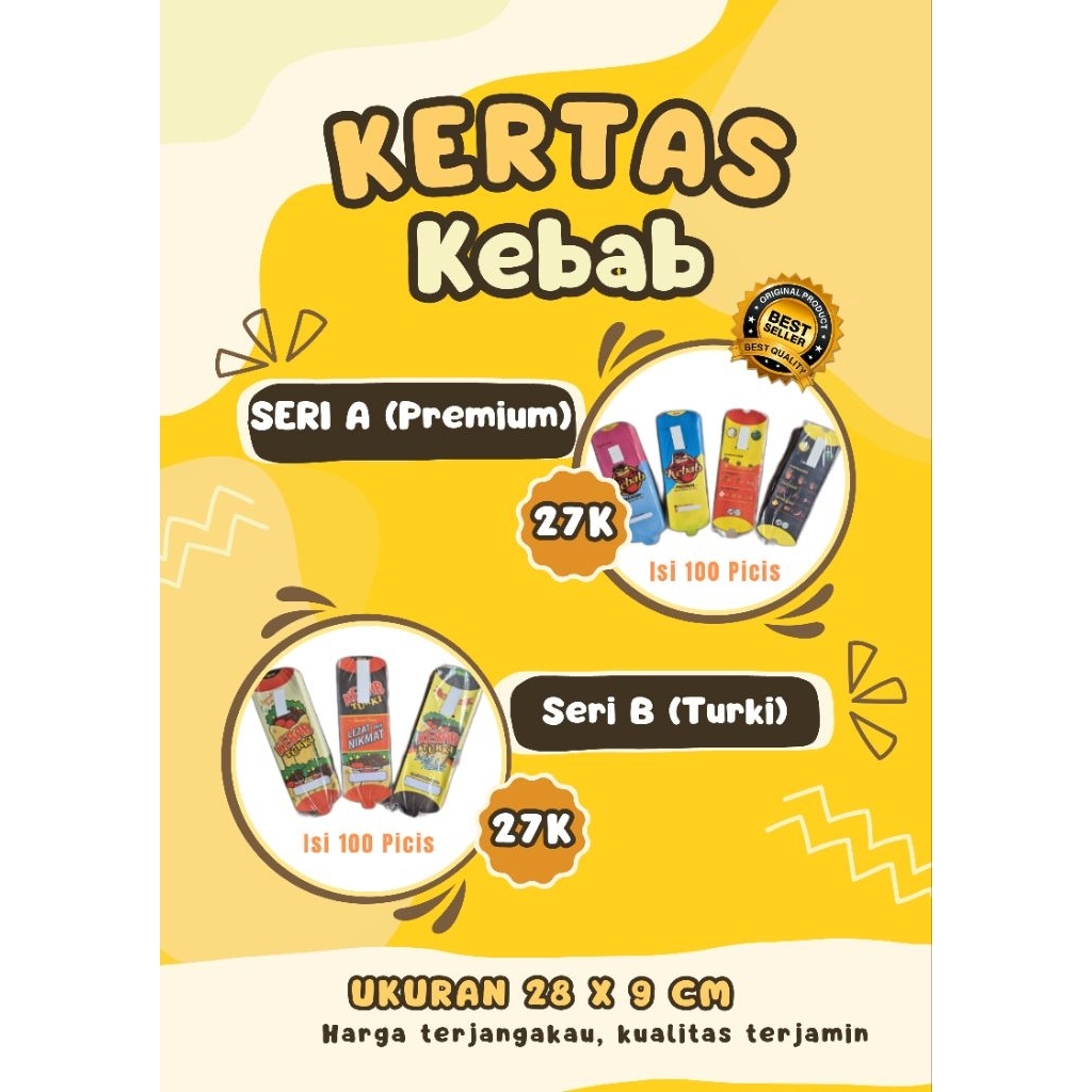 

Kertas Kebab White Kraft Jumbo Termurah / Kemasan Kebab / Box Kebab - isi 100 lembar.