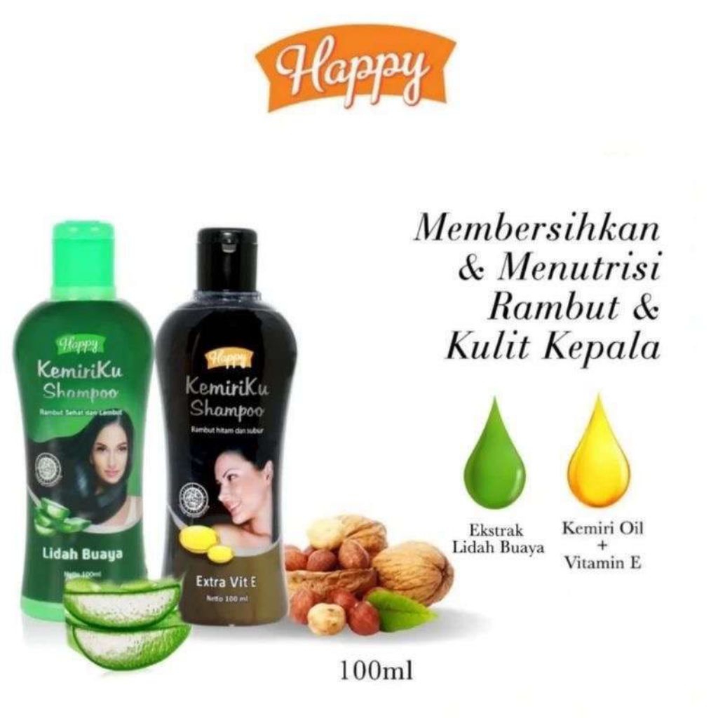 Happy Kemiriku Shampo 100ml / Shampo Lidah Buaya dan Extra Vit E / Sampo Anti Uban Ori