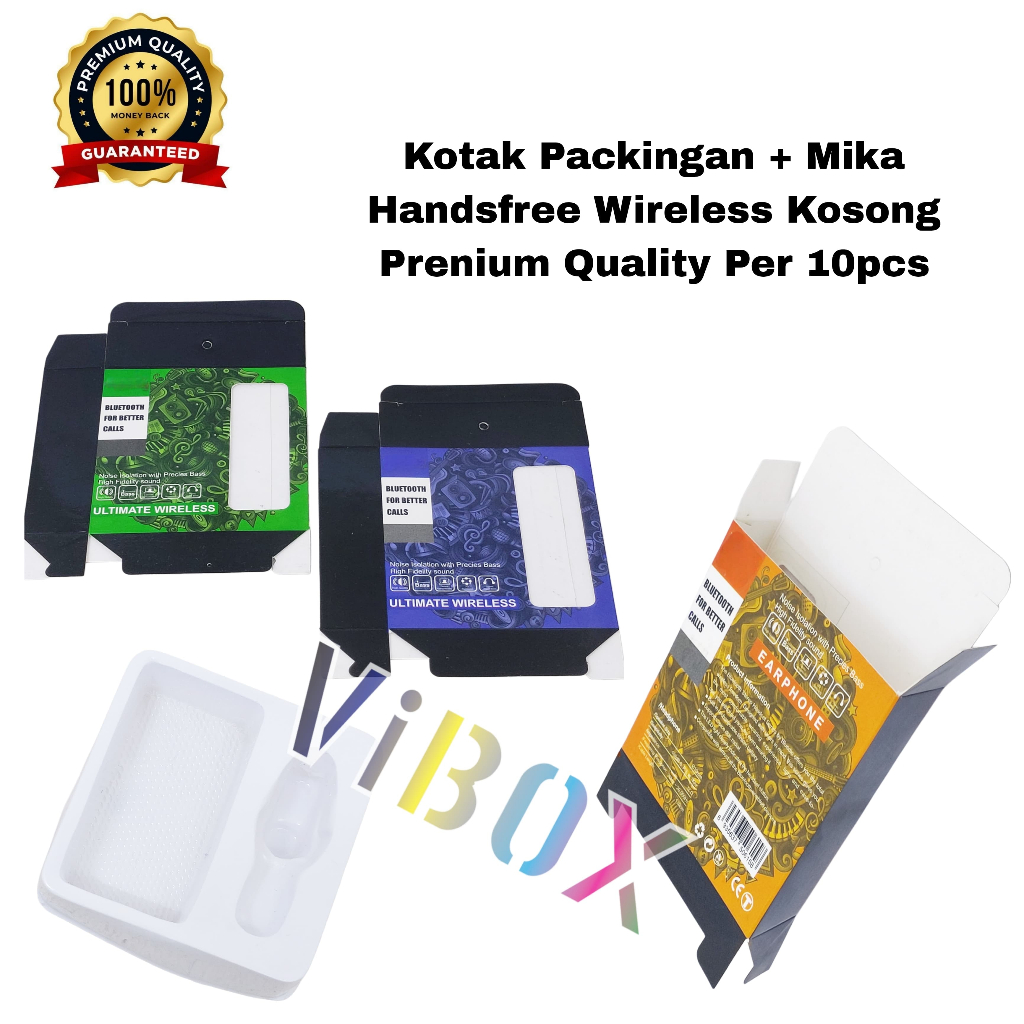 

( 10Pc/ Box Kosong ) Kotak Packing + Mika Handsfree Wirelles Kosong Premium Quality Dus Packingan Saja [MPG]