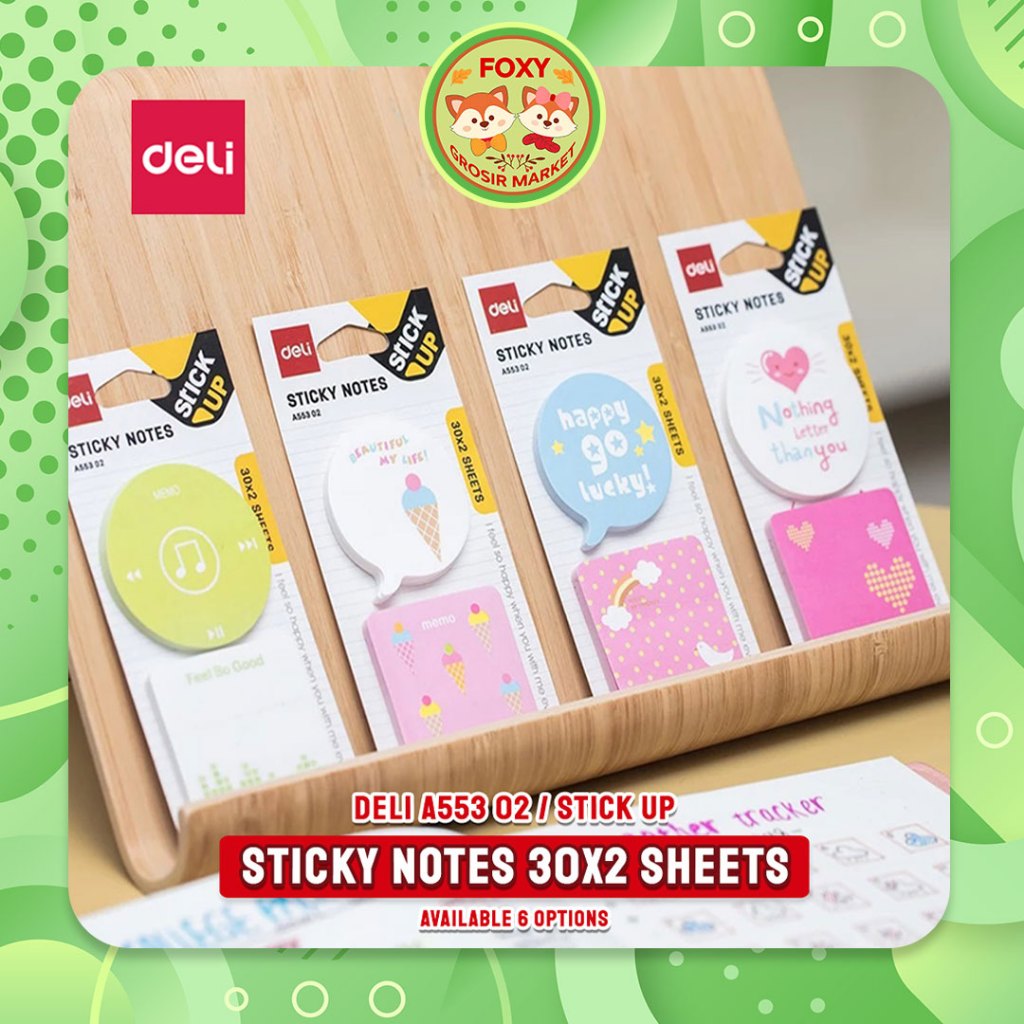 

Deli STICKY NOTES A553 2x30lembar / Memo Tempel EA55302 / Stick Up Lucu Soft Colour