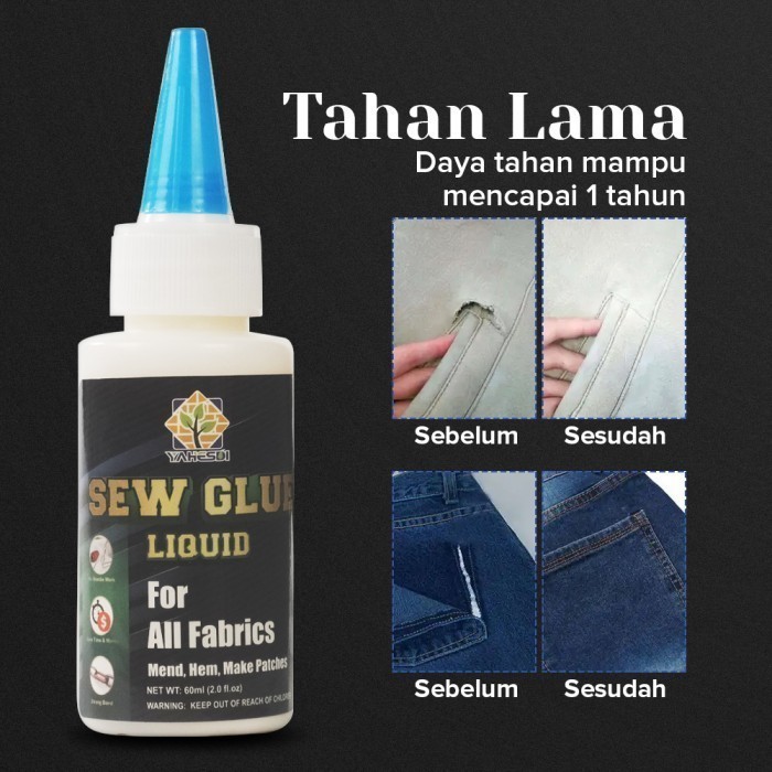 

Lem Perekat Kain Kulit Cairan Liquid Sew Glue Celana Jeans Serbaguna -60ML