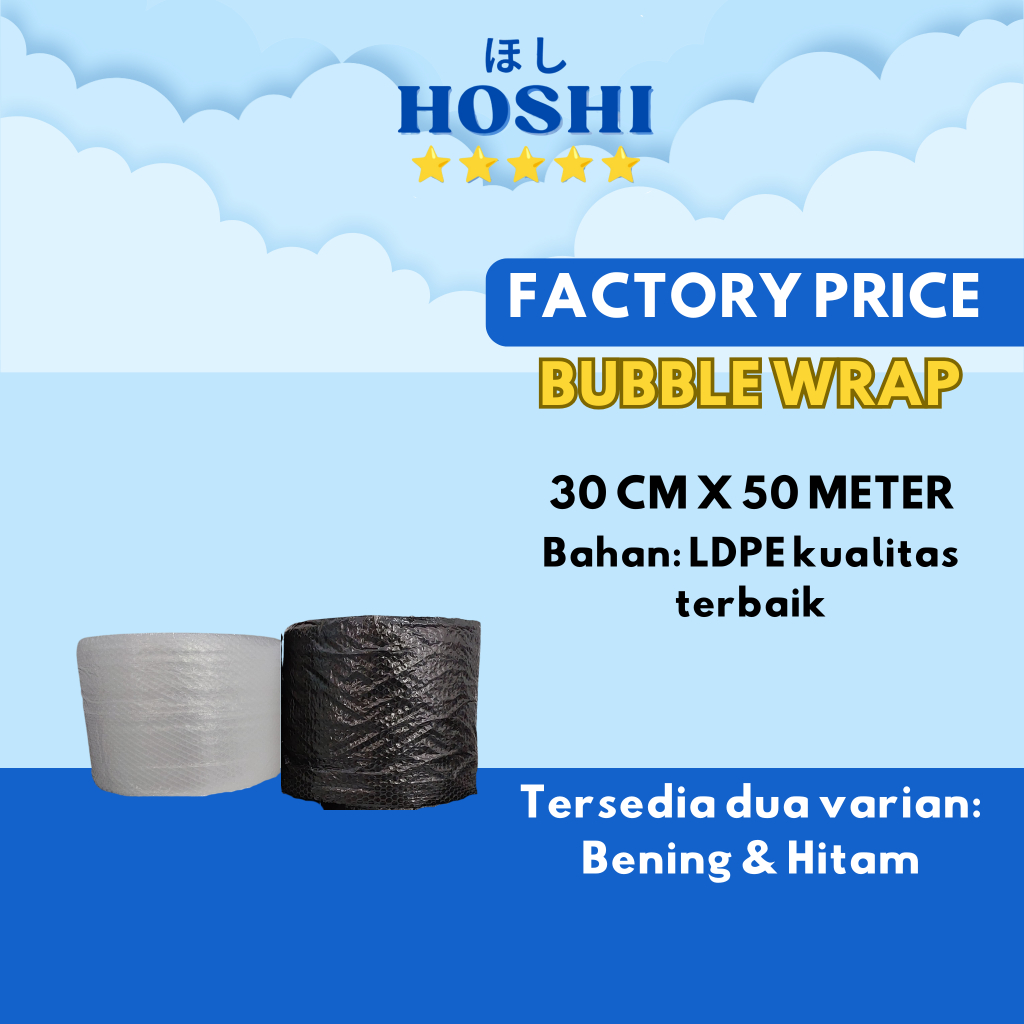 

HOSHI PLAST - Bubble Wrap 30cm x 50m - Bubble Wrap Surabaya murah packing kemasan bungkus plastik packaging - Bubble wrap instant