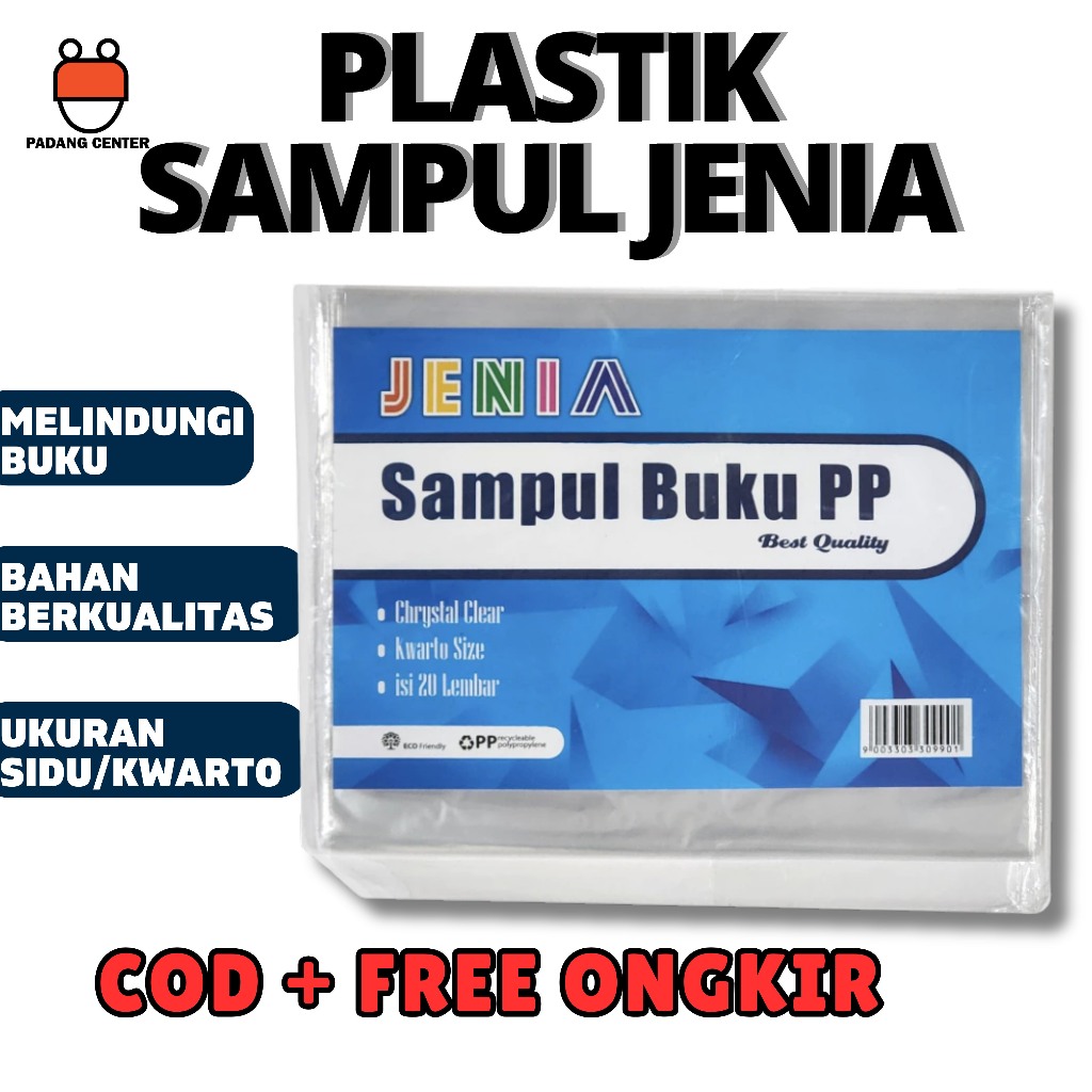 

Sampul buku plastik Jenia 20 pcs / 1 Kodi plastik buku / Sampul Buku PP Kwarto JENIA – Pelindung Buku Tulis 38-58 Lembar, Transparan, Tahan Lama, Mudah Digunakan, Cocok untuk Sekolah dan Kantor