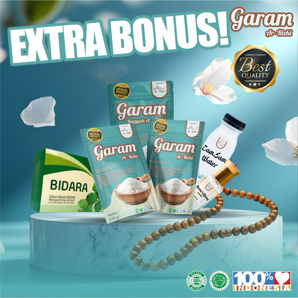 

Paket Terapi Garam ArRizki | Kemasan 275gr | Extra Bonus