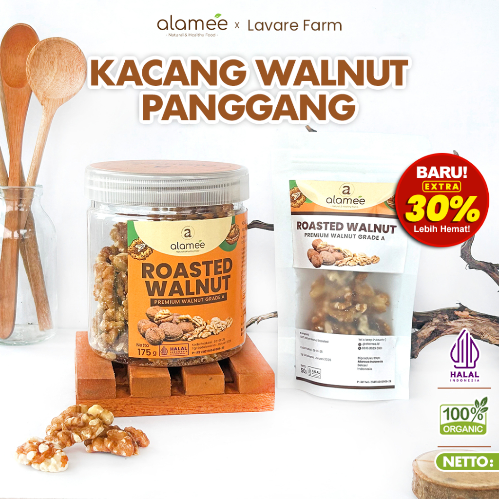 

Roasted Walnut Premium Organic Kacang Panggang Oven Matang Organik kacang kenari all varian