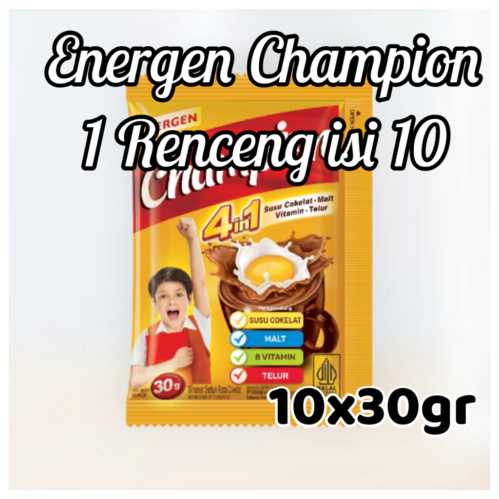 

energen susu cokelat champion 30gr 4in1 renceng energen champion 30gram 10sachcet 10x30g