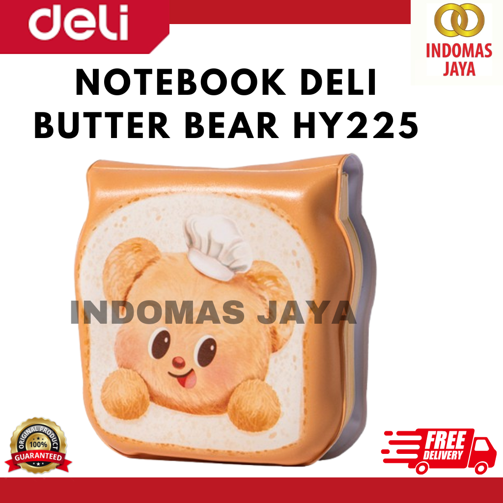 

Deli X Butterbear Notebook HY225 with 80 Sheets of Fun Bread Shape Design