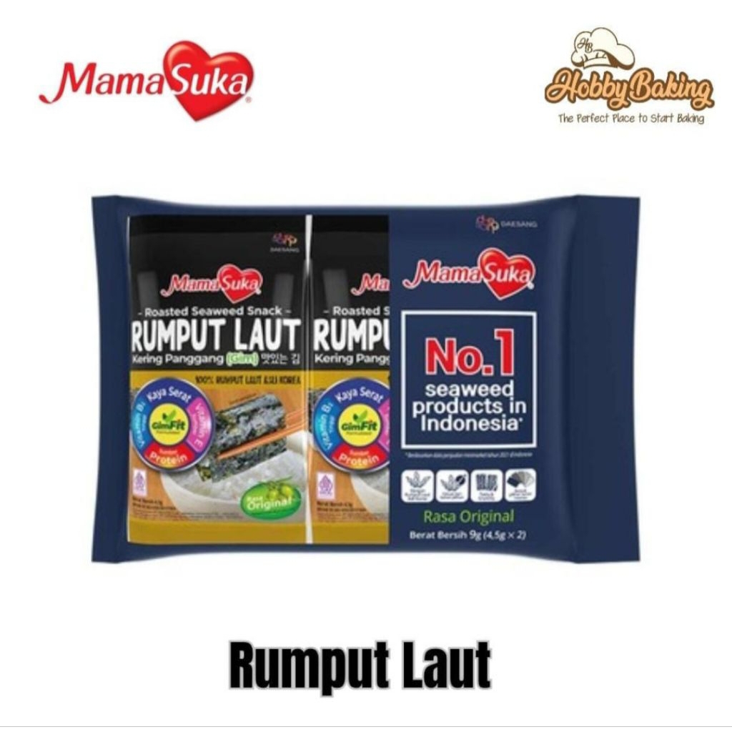 

Mamasuka Nori Rumput Laut 9gr (4,5grx2)