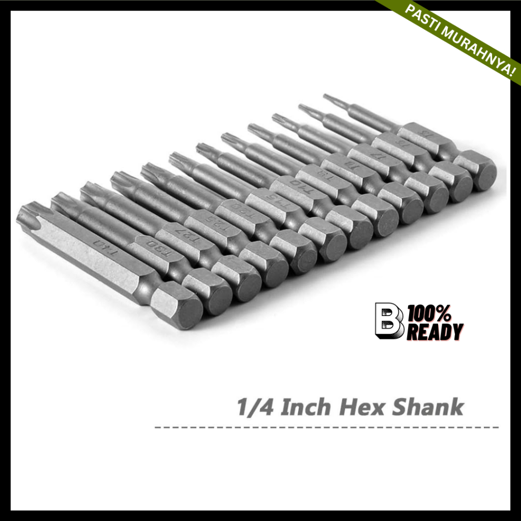 MATA OBENG TORX / Mata Obeng Torx Key / Mata Obeng Torx Magnetic 1/4" / 12PCS set Hex Screwdriver