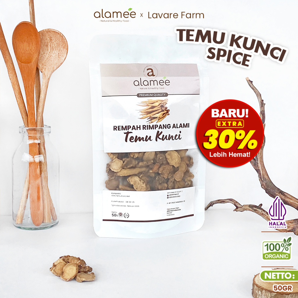 

ALAMEE Temu Kunci Kering Fingerroot Rempah Rimpang Alami Iris Bumbu Seasoning Masakan Masak 50gr BUMA
