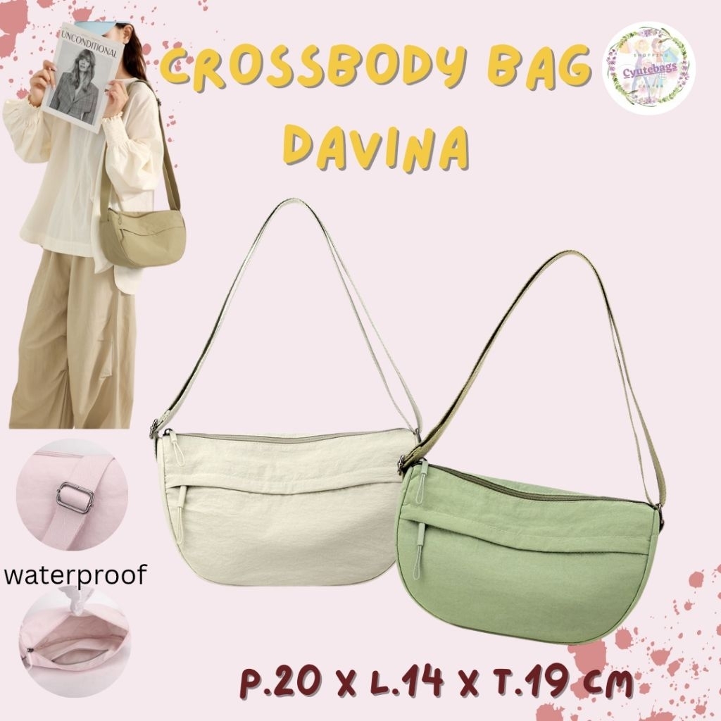 Tas Selempang Cewek Fashion Davina Bag nilon Slingbag import