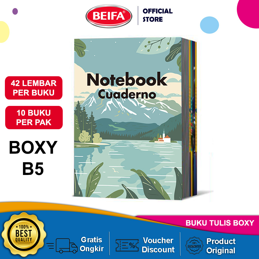 

Beifa Buku Tulis A5 38 Lembar B5 42 Lembar - 10 buku NE1 Original Murah