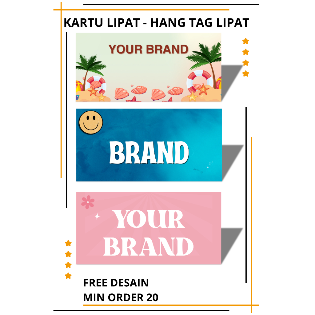 ( LANGSUNG JADI ) Kartu Lipat Premium 260gsm | HangTag Lipat | Untuk Aksesoris | Free Plastik & Bolo