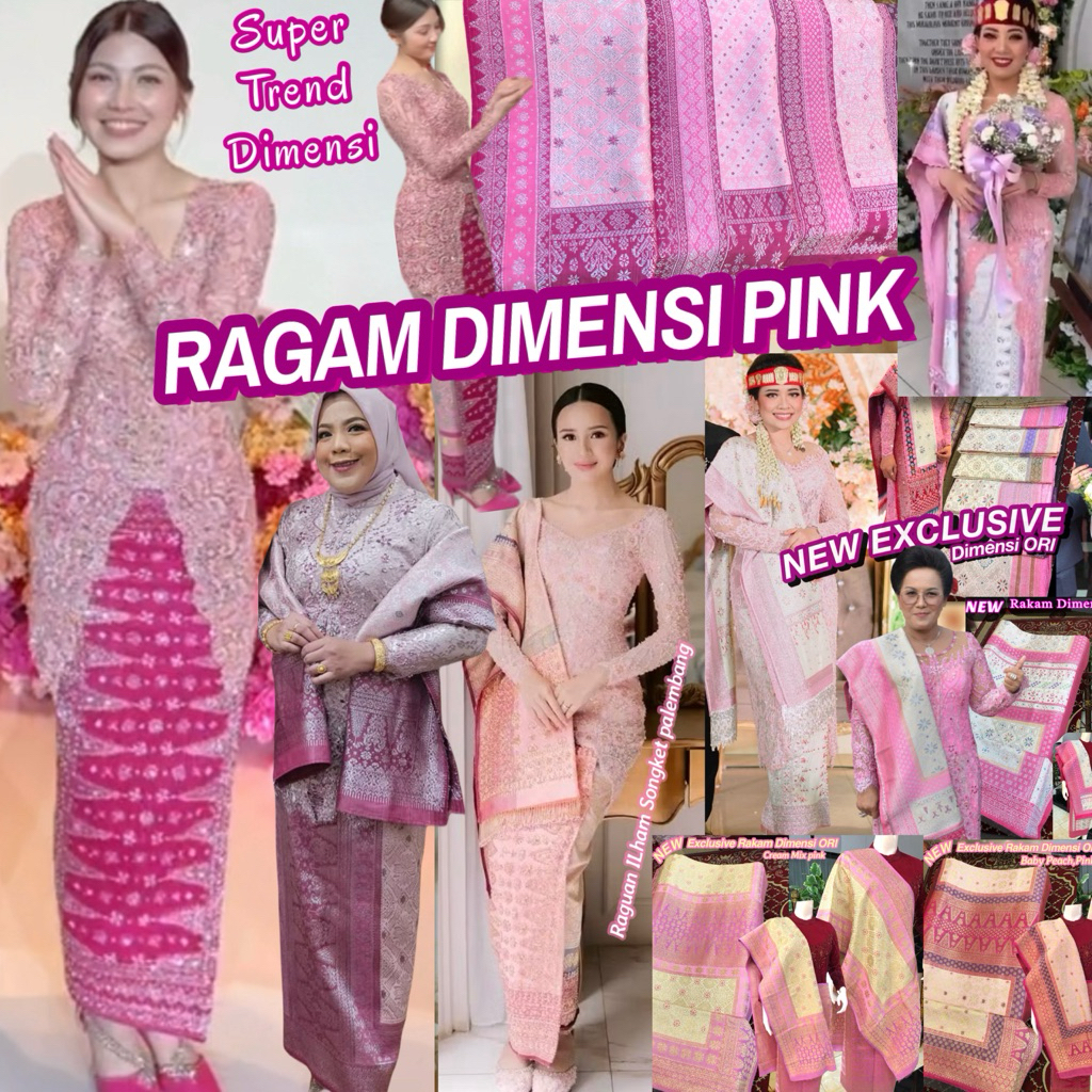 NEW Exclusive Songket Rakam Dimensi ORI /Nuansa pink / songket tenun asli palembang /ilham songket p