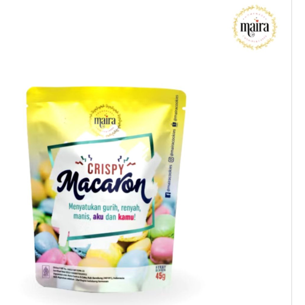 

Maira Cookies Crispy Macaron 45g / 45 g / 45gr / 45 gr / 45 gram / 45gram Mini Original Tanpa Bahan Pengawet