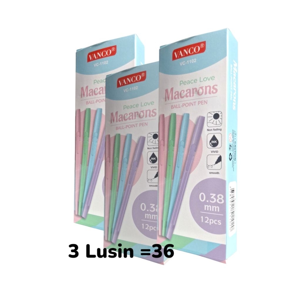 

isi 24 pcs Pulpen VANCO Macarons/Pena/Ballpen/Pena Hitam/Bolpoin/Ballpen