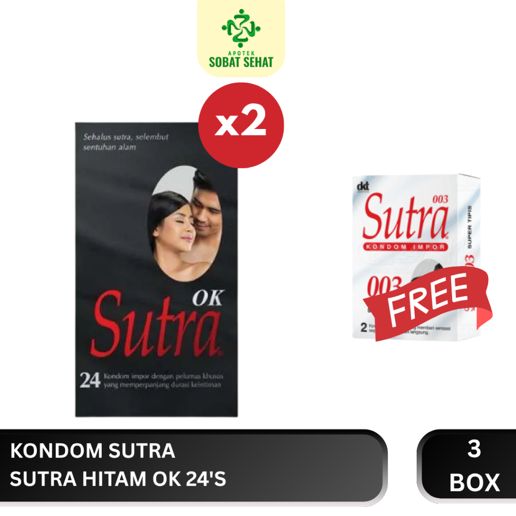 [PRIVASI AMAN] 2 Box Kondom Sutra OK Hitam 12's (Free 1 Box Kondom Sutra 003 2's)