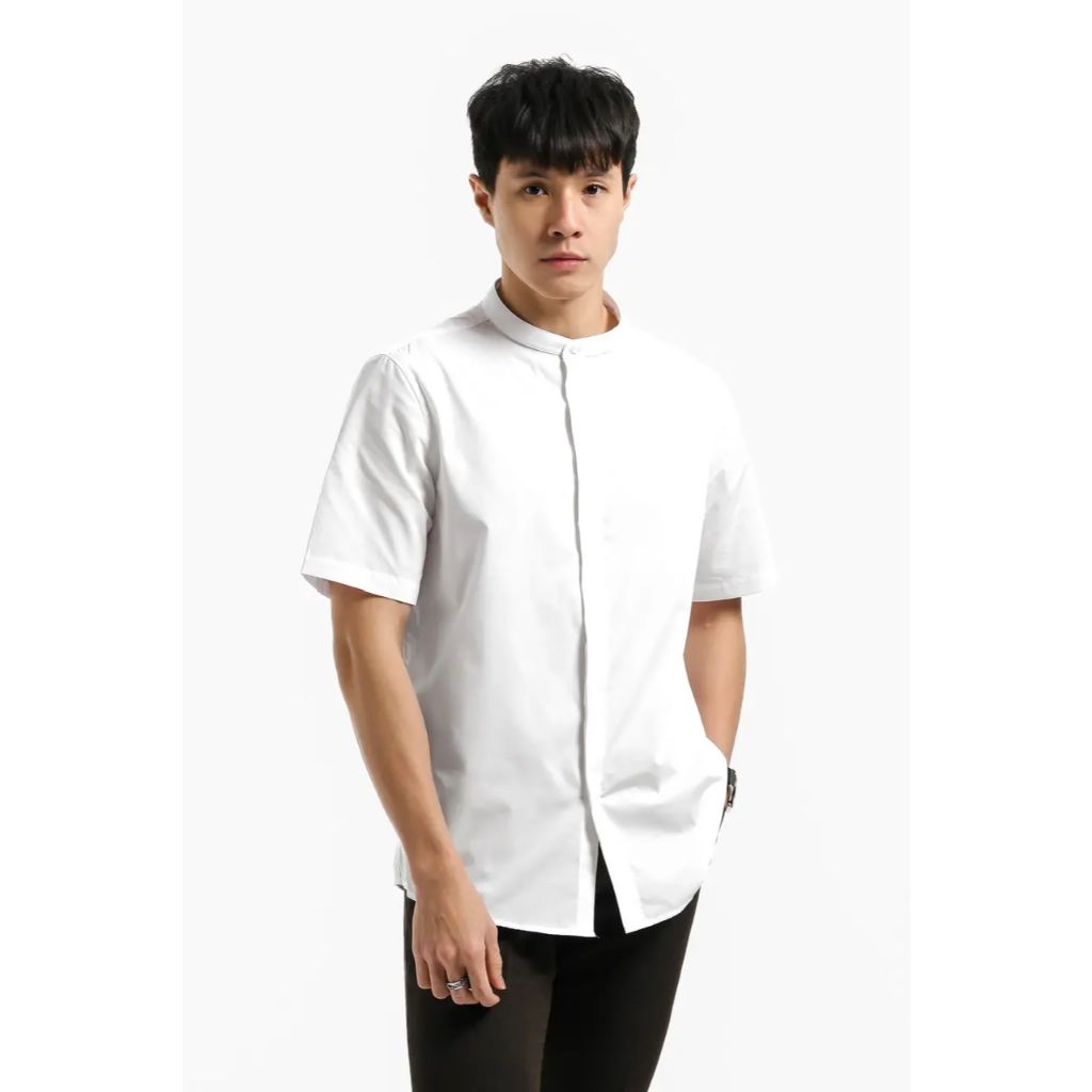 TWP Argo Concealed Placket Short Sleeve Kemeja Pria Lengan Pendek Heymale