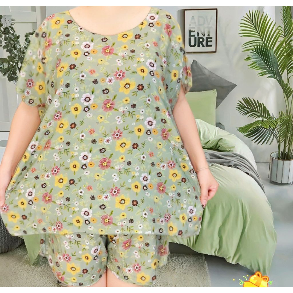 UIY Setelan baju tidur jumbo wanita setelan baju tidur jumbo wanita size XXXXL jumbo Ld 143 cm bahan