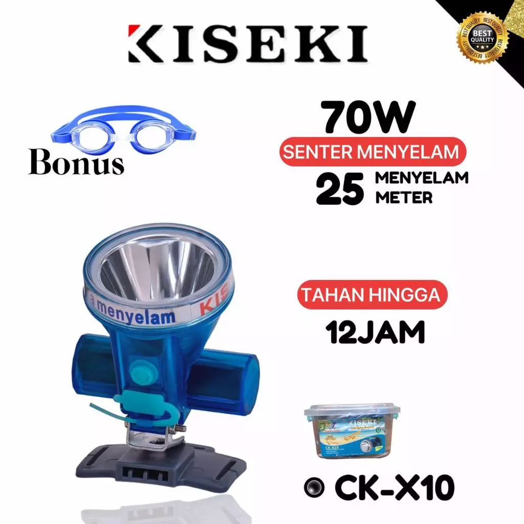 Senter Kepala Selam Kiseki CK X10 10w / Super Terang - Bonus Kaca Mata