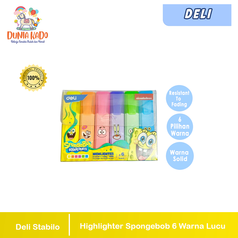 

Deli Stabilo Highlighter Spongebob 6 Warna Lucu & Terang Untuk Anak Sekolah Ujung 1-5mm EU375