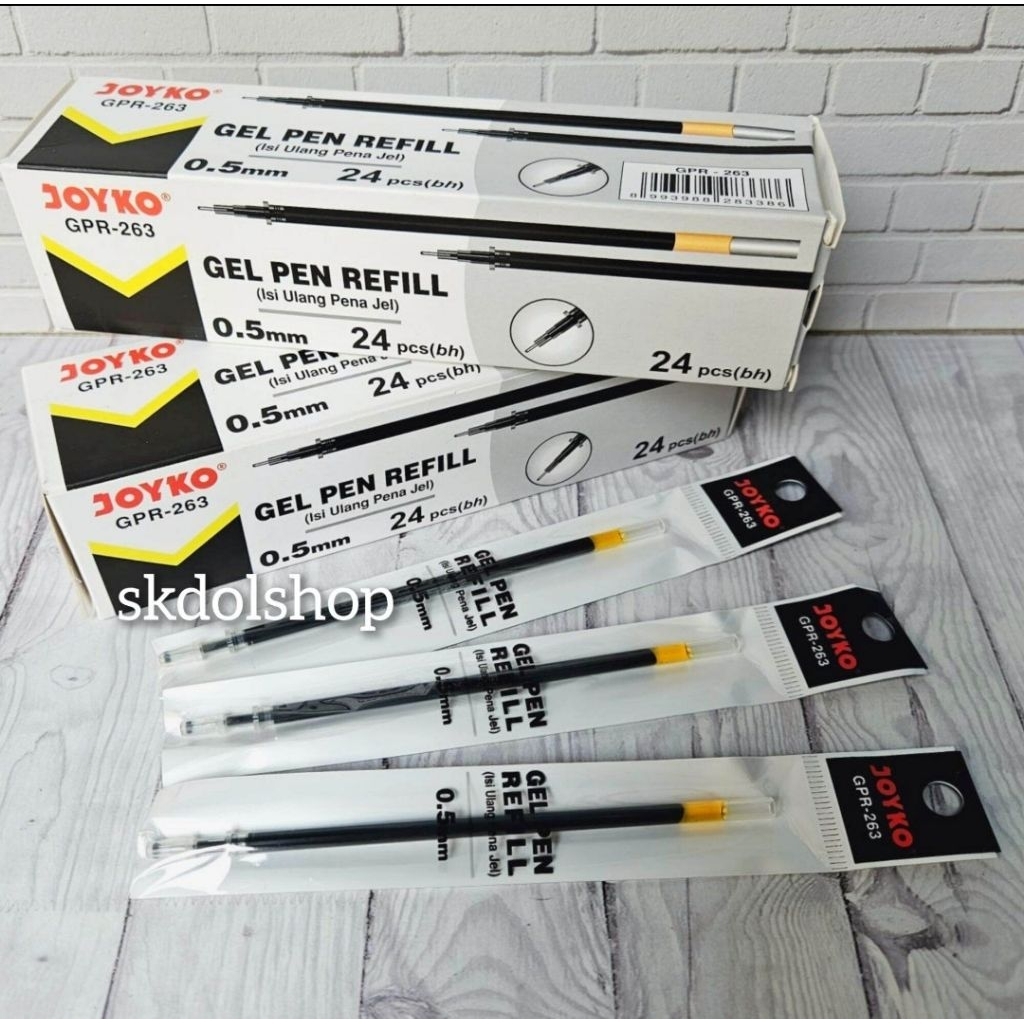 

refil gel pen joyko gpr 263 isi ulang pena tinta joyko gpr 263 1 box isi 24 warna hitam Pulpen