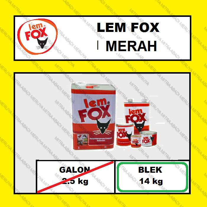

Lem Kuning FOX Merah Blek 14 kg Lem HPL Triplek Kulit Sofa Parkit