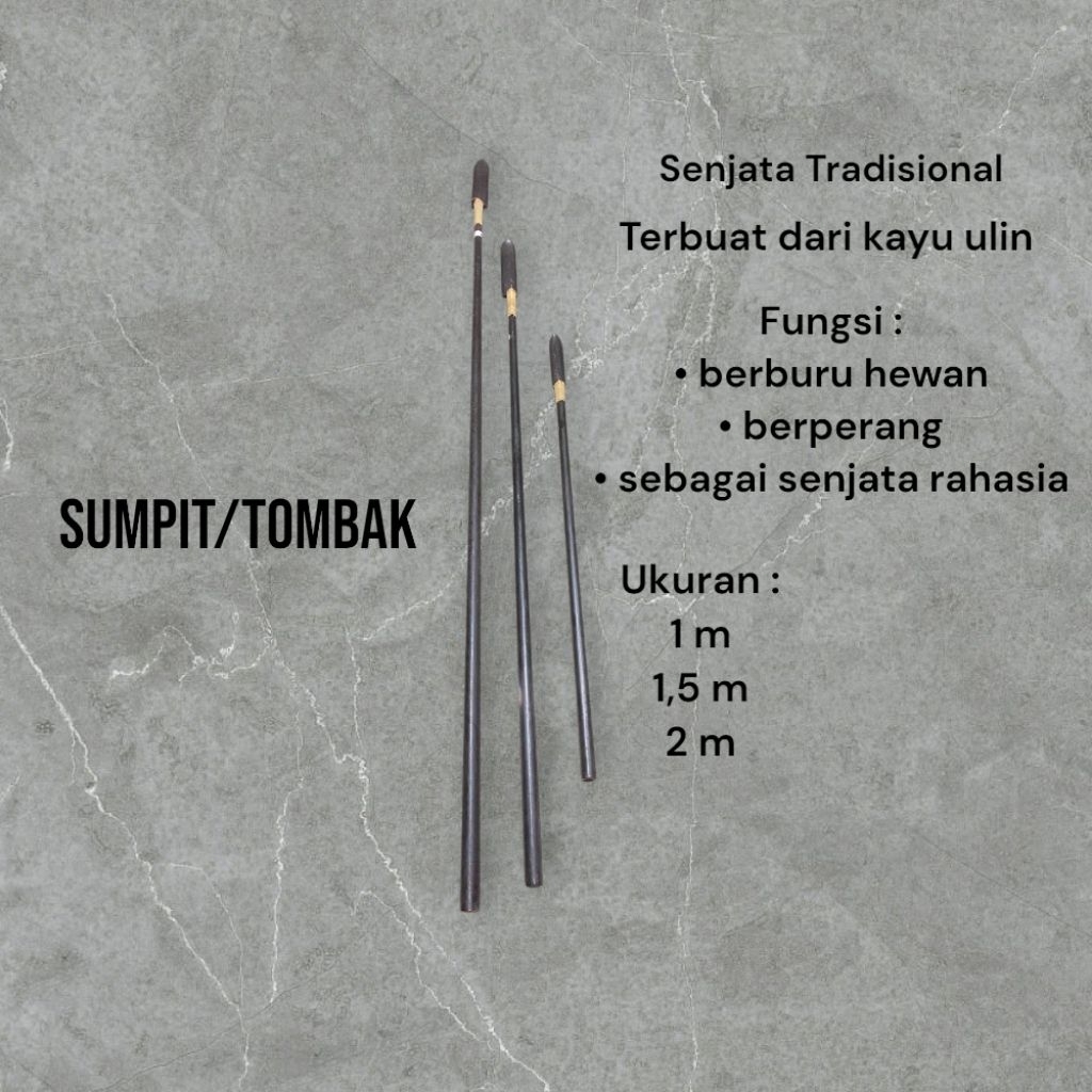 Sumpit Alat Tradisional/Sumpit atau Tombak/Tombak Dayak Kalimantan